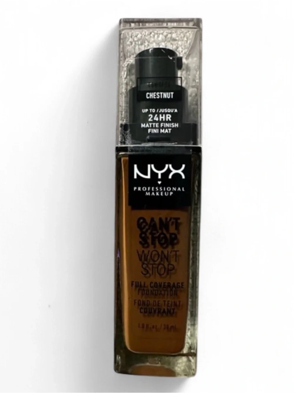 NYX Can't Stop Won't Stop Foundation 24H Full Coverage Chestnut NWT